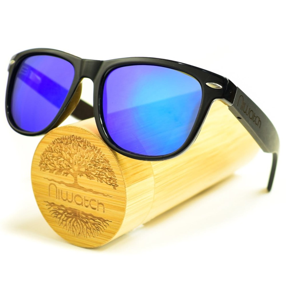 Niwatch Drewniane okulary przeciwsłoneczne Niwatch Hydrus Blue ni1501-1b
