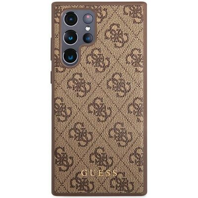 Guess GUHCS22LG4GFBR S22 Ultra S908 brązowy/brown hard case 4G Metal Gold Logo GUE001857-0