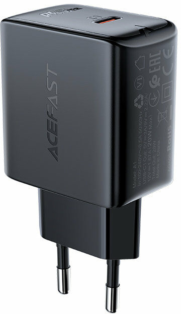 Acefast szybka ładowarka sieciowa USB Typ C 20W Power Delivery czarny (A1 EU black) A1 black
