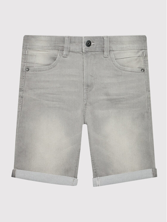 Spodnie i spodenki dla dziewczynek - Name it Szorty jeansowe 13150022 Szary Slim Fit - grafika 1