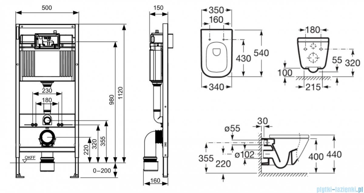 Tece stelaż podtynkowy base + miska Roca Gap Rimless + deska wolnoopadająca Slim 9.400.407/A34647L000/A801482211