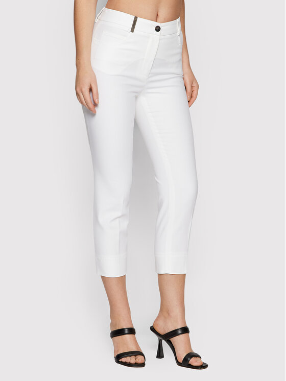 Ermanno Peserico Spodnie materiałowe P04855J0 Biały Regular Fit