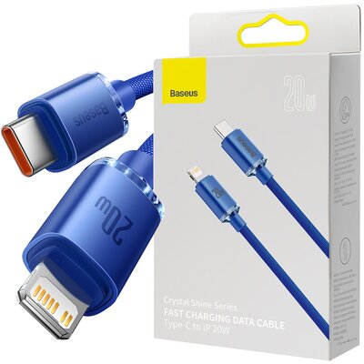 Baseus Crystal Shine Series kabel przewód USB do szybkiego ładowania i transferu danych USB Typ C - Lightning 20W 1,2m niebieska (CAJY000203) CAJY000203