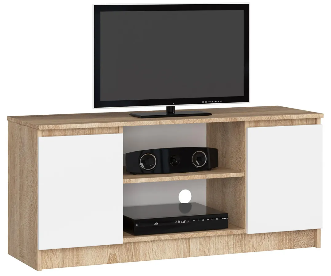 Skandynawska szafka RTV dąb sonoma + biały H9-E97