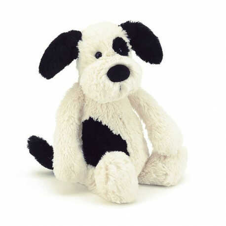 Jellycat MASKOTKA Kremowo-Czarny Łaciaty Piesek Bashful - 18 cm BASS6BCPN