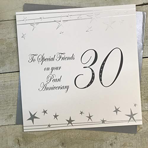 WHITE COTTON CARDS Białe bawełniane karty duży duży zakres skrętu, specjalne przyjaciele na Twojej perłie 76 cm ręcznie robiona karta z okazji 30 rocznicy, XF30S XF30S