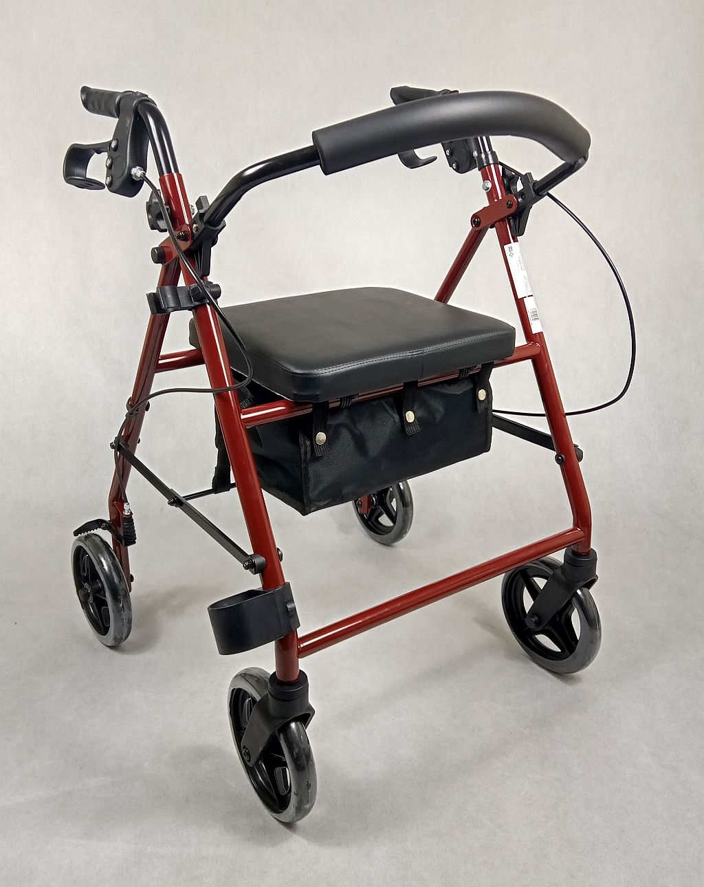 Chodzik rehabilitacyjny czterokołowy stalowy RF-610 Reha Fund (bordowy)