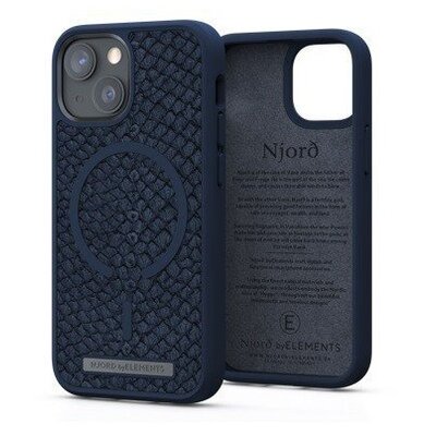 Etui NJORD BY ELEMENTS Salmon Leather do iPhone 13 Mini Niebieski