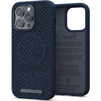 Etui NJORD BY ELEMENTS Salmon Leather do Apple iPhone 13 Pro Niebieski