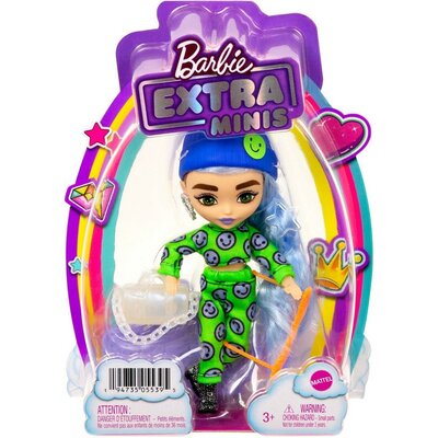 Mattel Extra Mała lalka Lalka 3 - Zielony kombinezon/Jasnoniebieskie włosy HGP65 HGP65