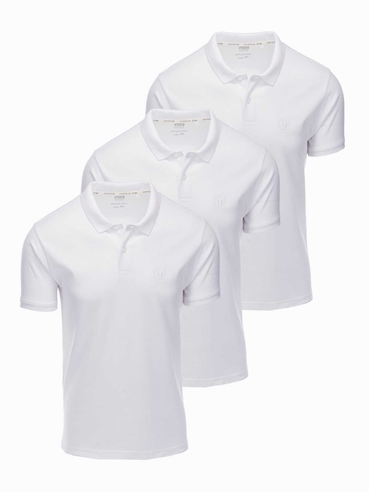 Zestaw koszulek męskich polo z dzianiny pique 3-pak - biały V9 Z28