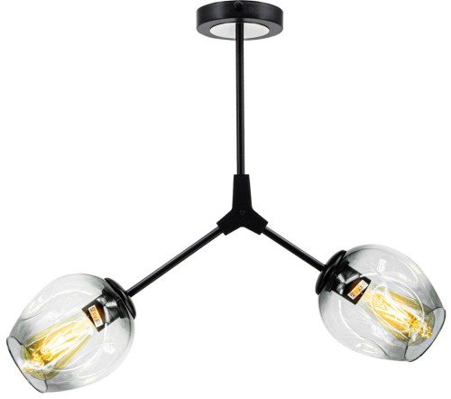 MLAMP Regulowana LAMPA sufitowa ELM1962/2 BLACK-BL MLAMP szklana OPRAWA modernistyczna okrągła chemistry czarna przydymiona ELM1962/2 BLACK-BL