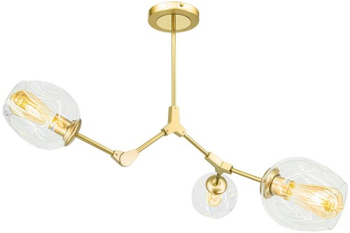 MLAMP Regulowana LAMPA sufitowa ELM1962/3 GOLD-TR MLAMP szklana OPRAWA okrągła modernistyczna chemistry złota przezroczysta ELM1962/3 GOLD-TR