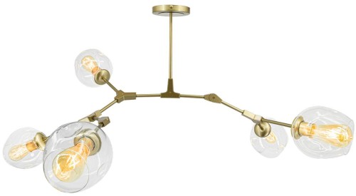 MLAMP Modernistyczna LAMPA sufitowa ELM1962/5 GOLD-TR MLAMP regulowana OPRAWA szklany plafon chemistry loft złoty przezroczysty ELM1962/5 GOLD-TR