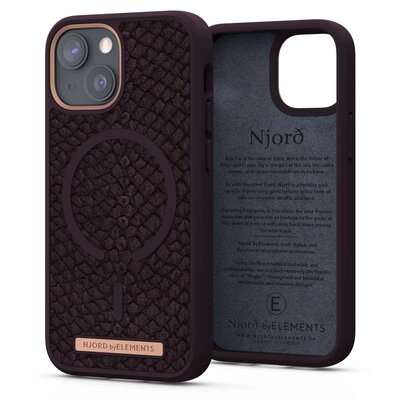 Etui NJORD BY ELEMENTS Salmon Leather do iPhone 13 Mini Purpurowy