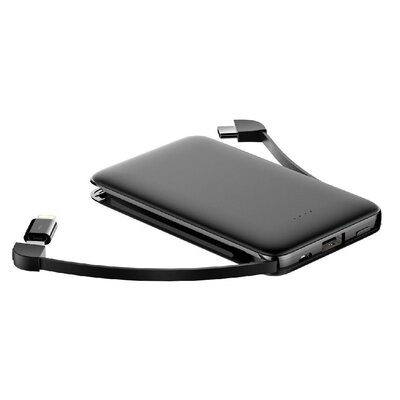 A+ Power Bank WG 5000 mA zabudovaný Micro a USB-C kabel lightning redukce 7741) Czarna