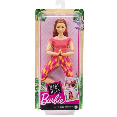 Mattel lalka Barbie Stworzona do ruchu rudowłosa w czerwonym topie