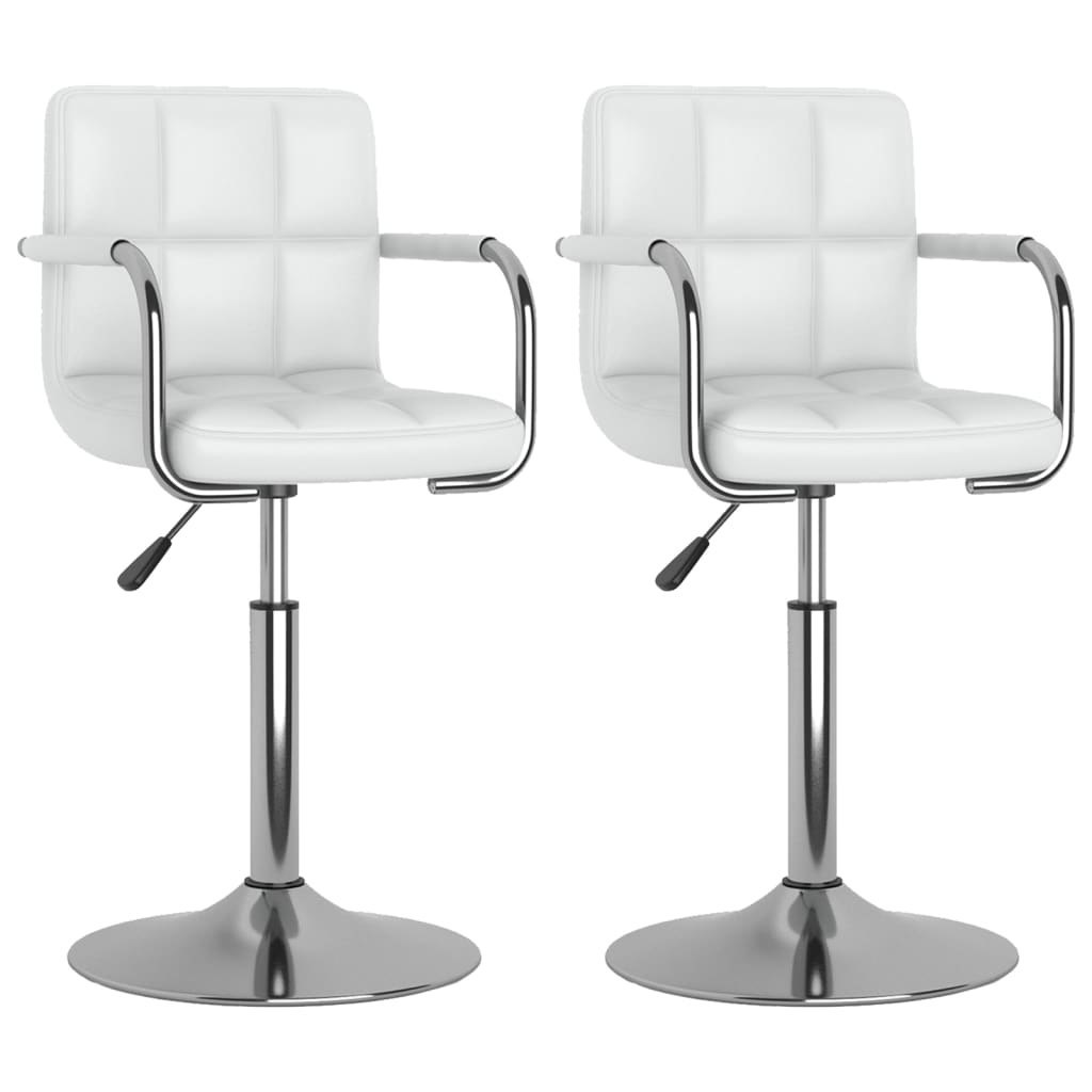 Lumarko Obrotowe krzesła stołowe, 2 szt., białe, obite sztuczną skórą