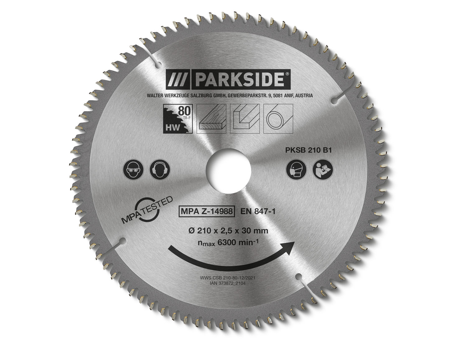 PARKSIDE PARKSIDE Tarcza do pilarki PKSB 210 B1, 210 mm, 1 sztuka (80 zębów) 4055334425926