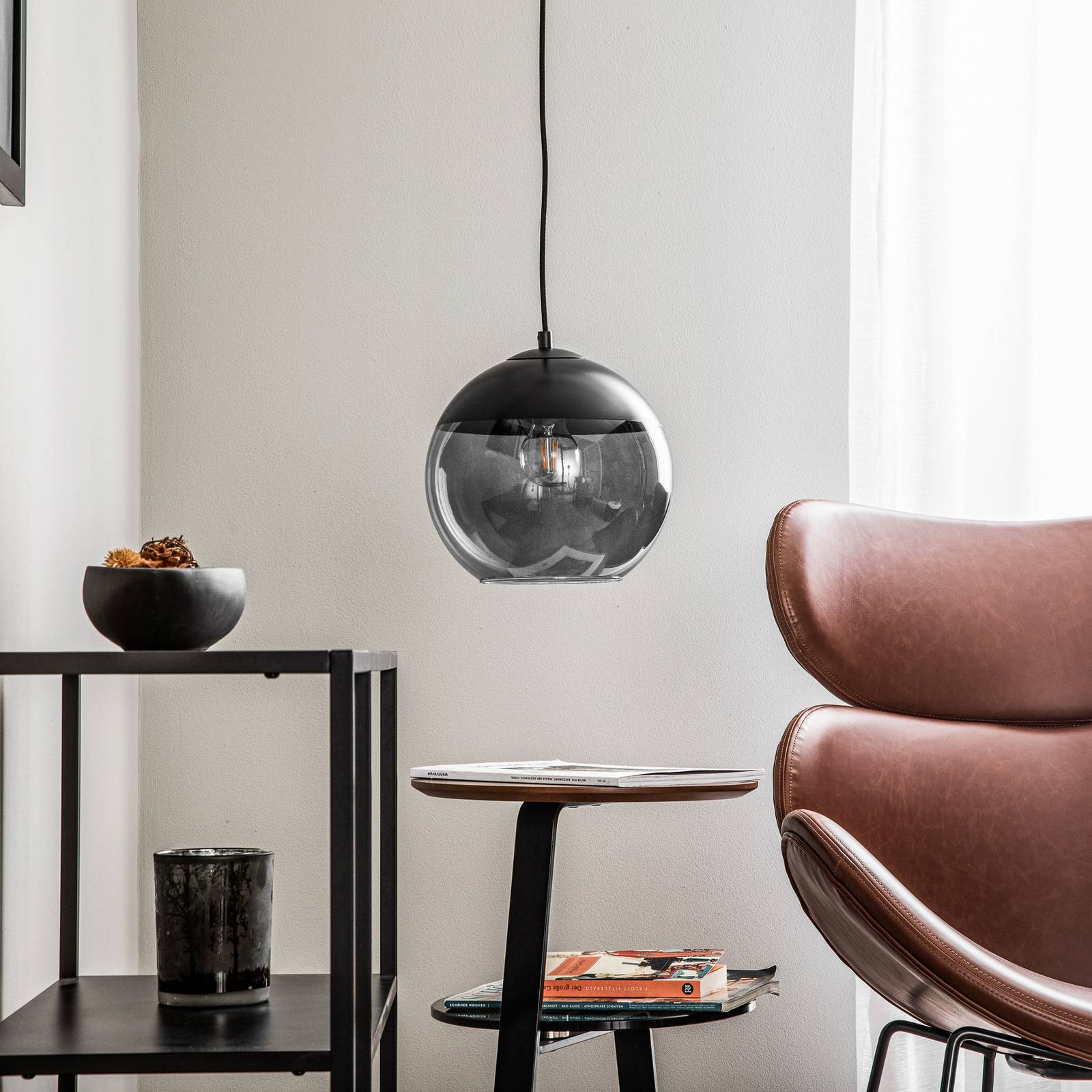 Alfa Lampa wisząca Hira, 1-punktowa, czarna/szara
