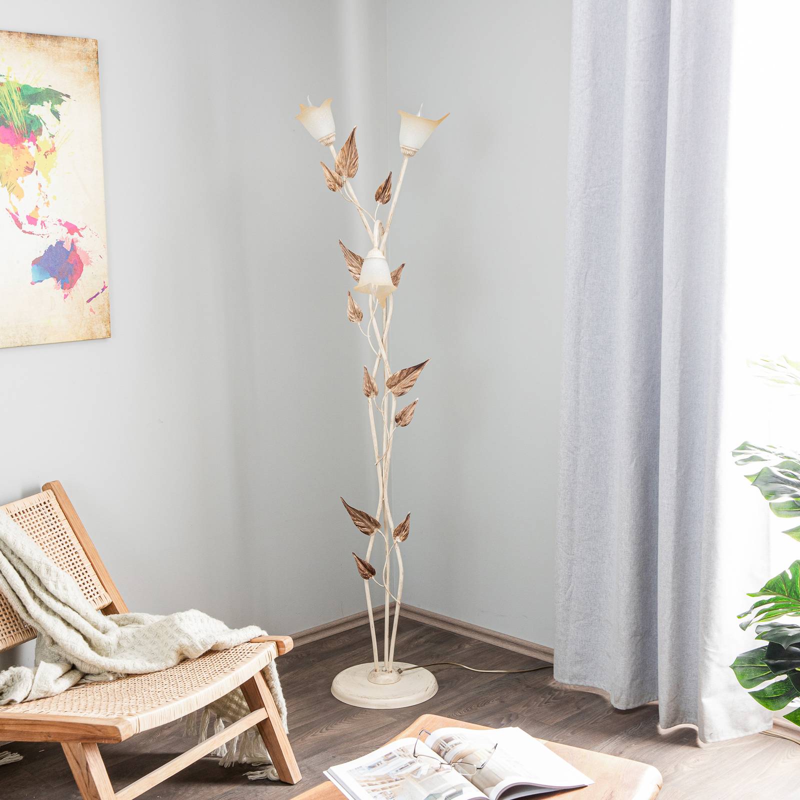 ONLI Lampa stojąca Vanda styl florencki, kość słoniowa