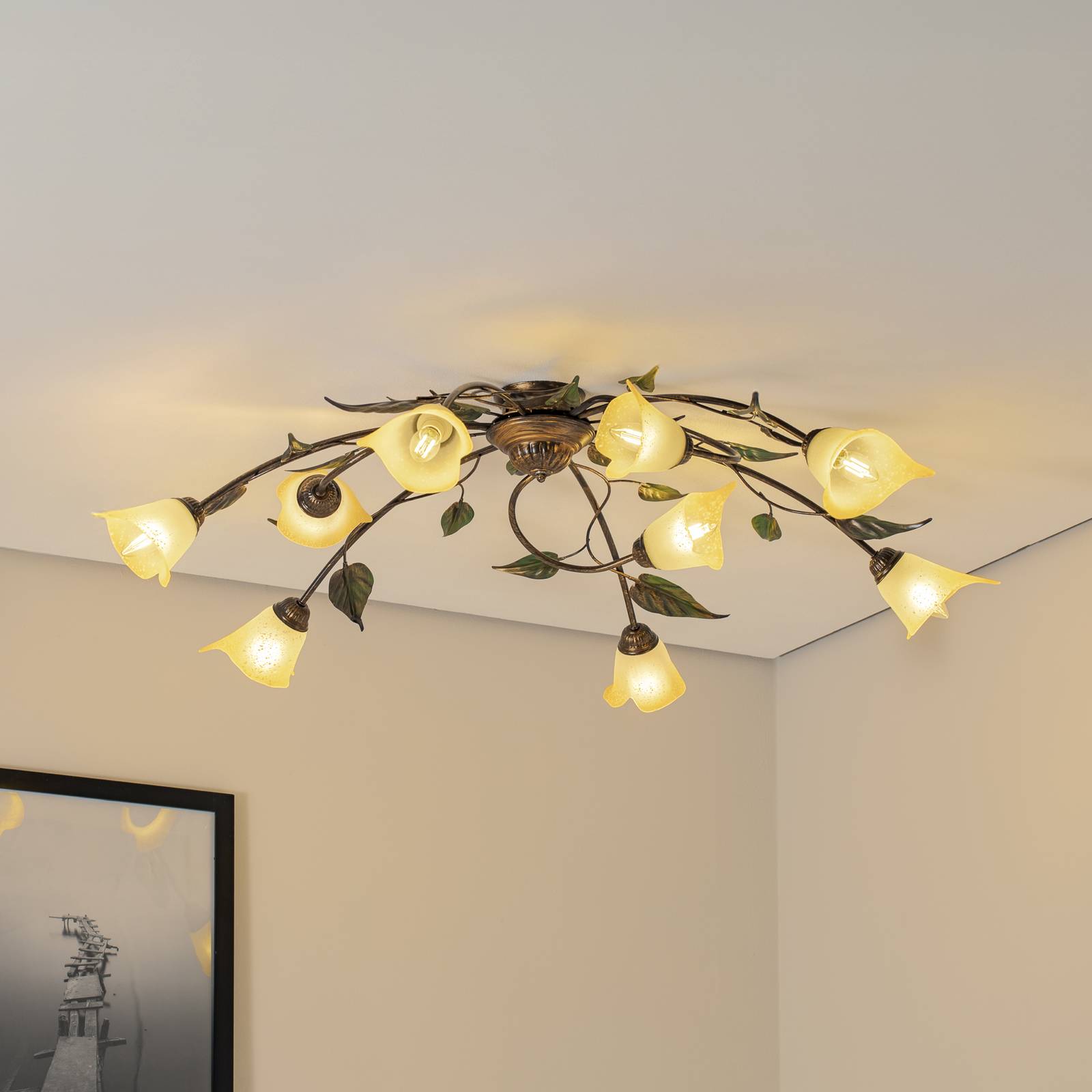 Lampa sufitowa Miranda ONLI, możliwość ściemniania, brązowy / mosiężny, salon / jadalnia, metal, florentyński