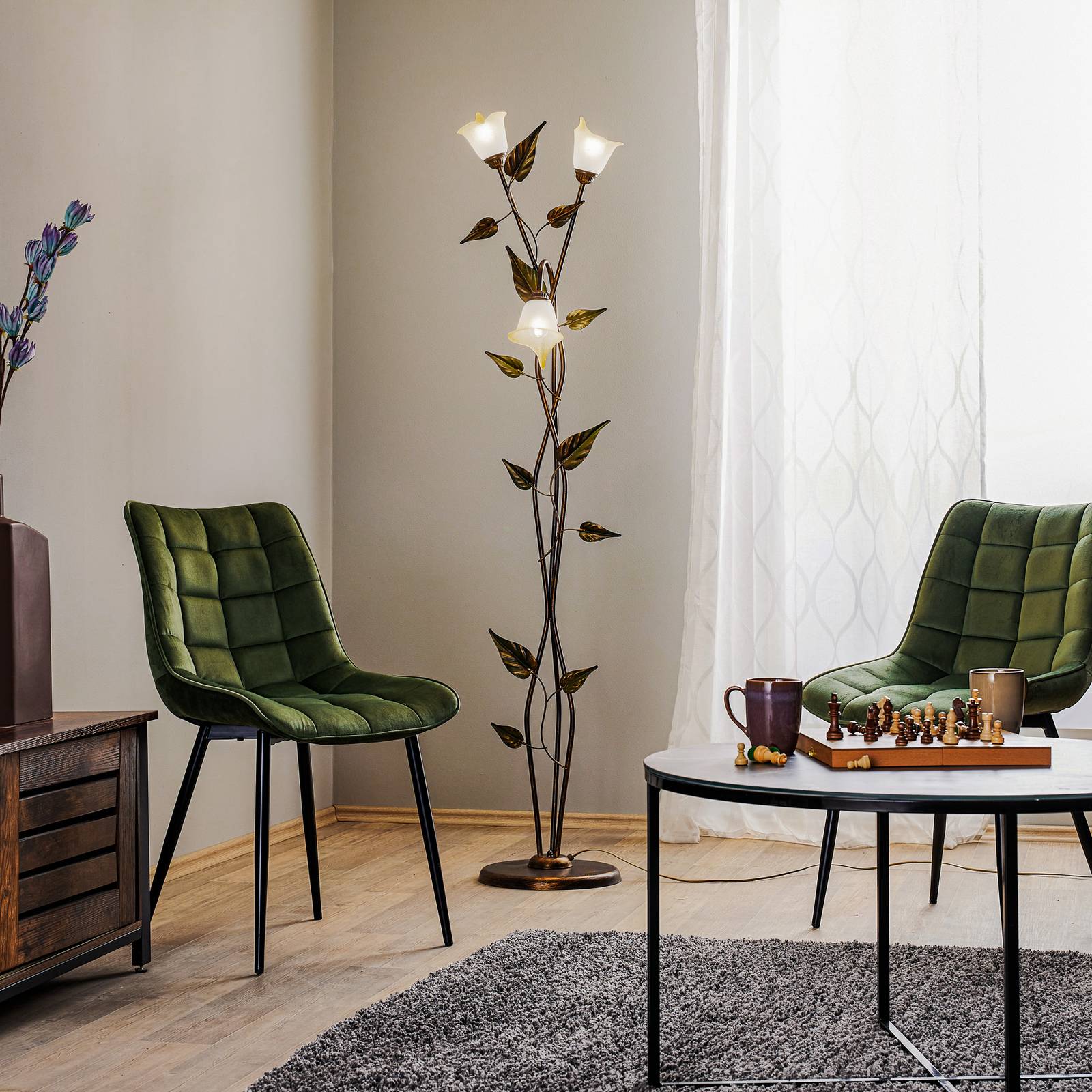 Lampa stojąca Miranda styl florencki, brązowa