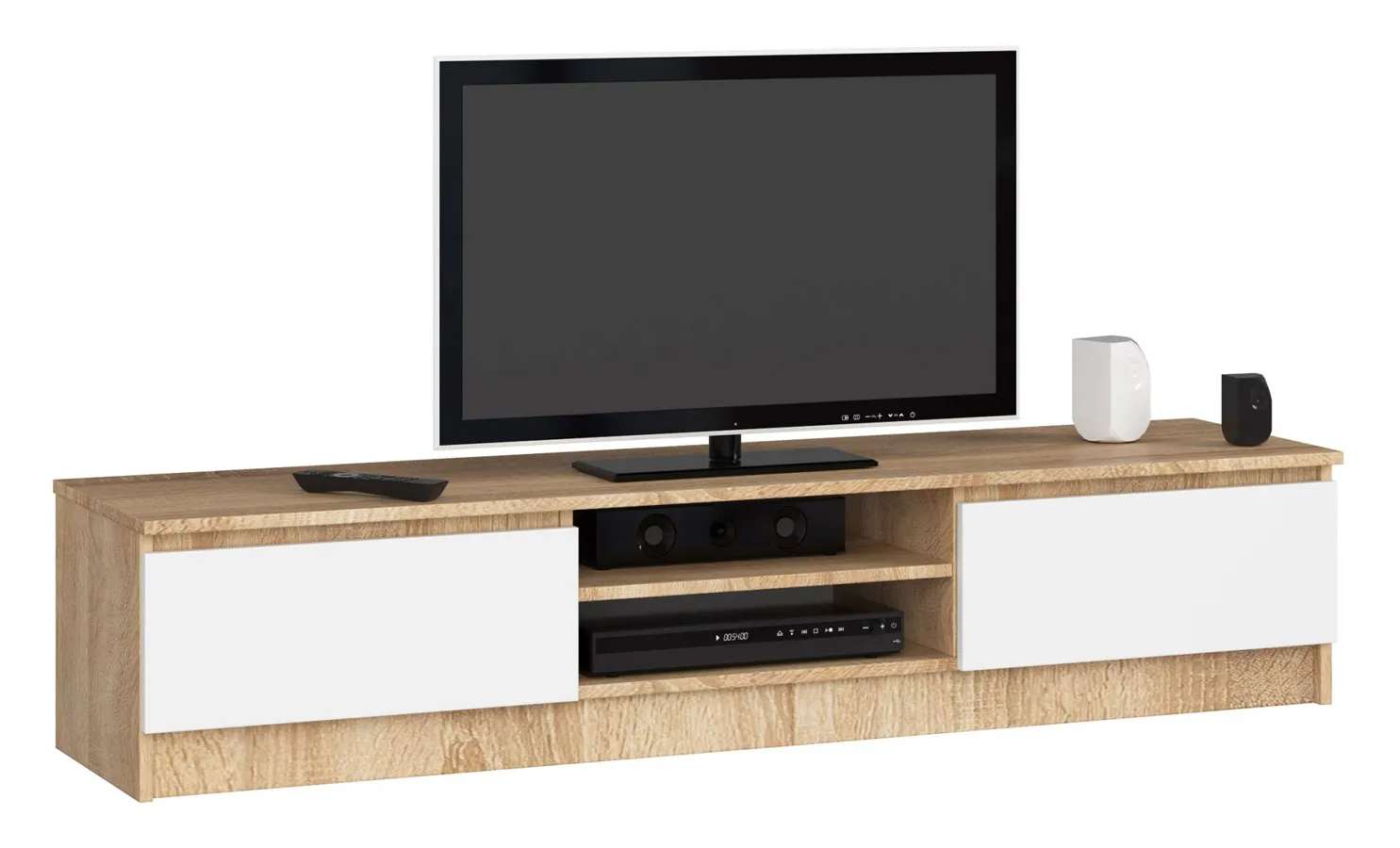 Szafka pod telewizor do sypialni dąb sonoma + biały B4-D87
