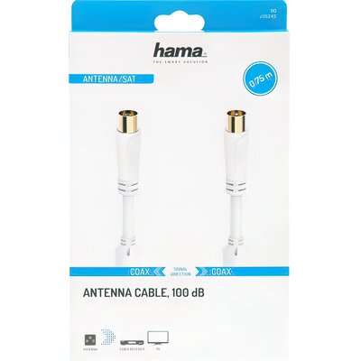 Hama Kabel antenowy 100dB wtyk antenowy gniazdo antenowe 0,75m pozłacany > PIĄTY PRODUKT 99%