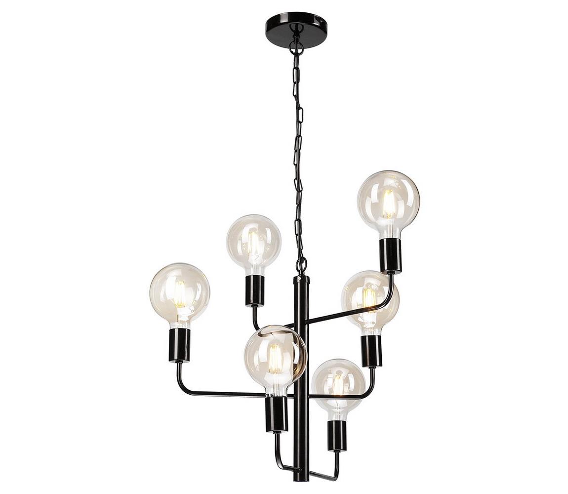 Żyrandol na łańcuchu ORLANDO 6xE27/60W/230V czarny