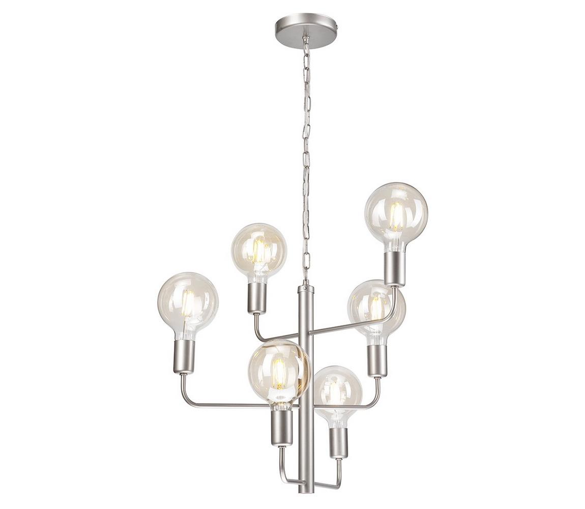 Żyrandol na łańcuchu ORLANDO 6xE27/60W/230V srebrny