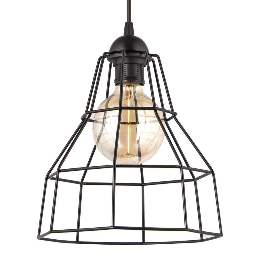 Wisząca lampa druciana VEN W-CORF/A BK loft czarny