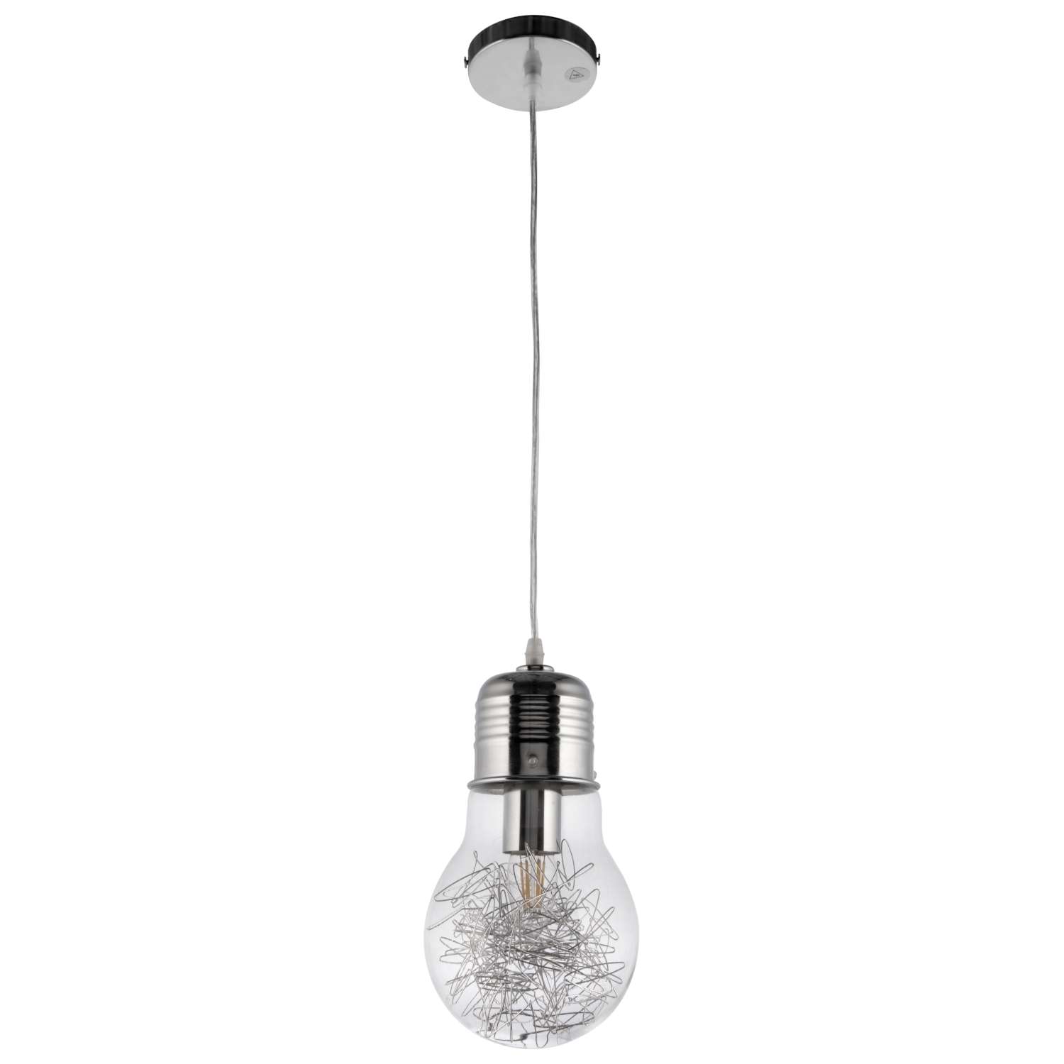 Lampa wisząca VEN 601/1 szklana żarówka bulb loft chrom przezroczysta