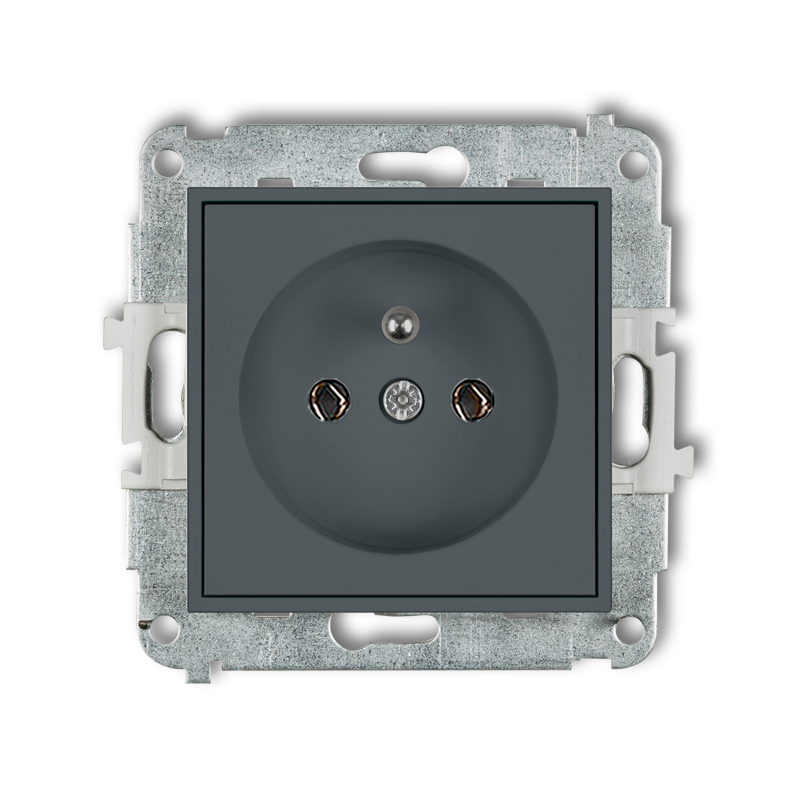 Karlik Mechanizm gniazda Mini 28MGP-1Z podtynkowe pojedyncze z uziemieniem bez przesłon torów prądowych grafitowy mat