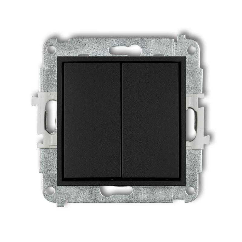 Karlik Mechanizm łącznika schodowego Mini 12MWP-33.1 podtynkowy podwójny bez piktogramu czarny