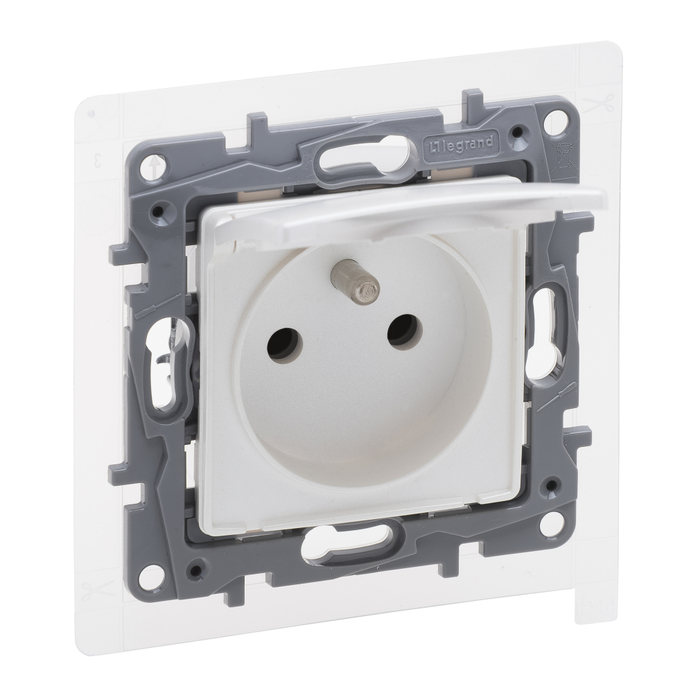 Legrand Gniazdo pojedyncze Niloe Selection 762337 z uziemieniem IP44 16A 250V~ z przesłoną zaciski śrubowe stal