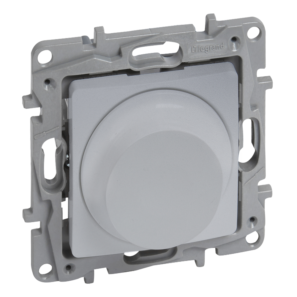 Ściemniacz obrotowy Legrand Niloe Selection 762188 300W dwu przewodowy do obciążeń RLC oraz do lamp LED aluminium