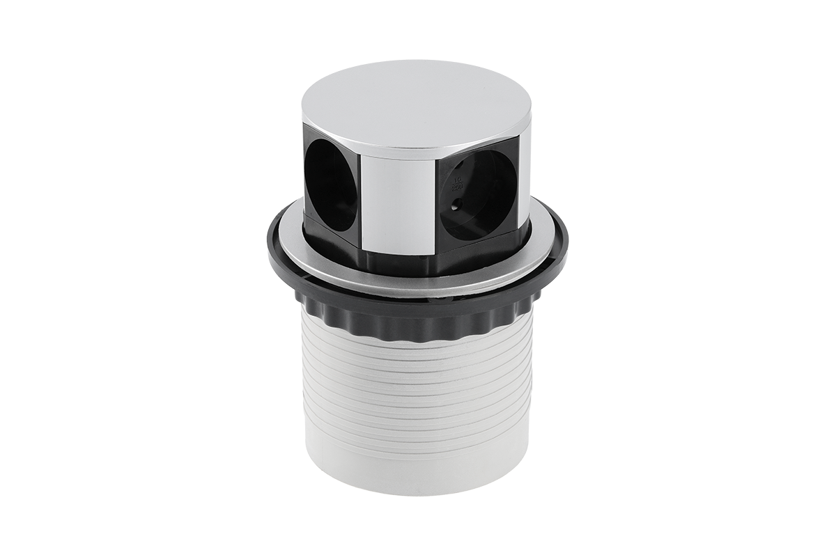 GTV Gniazdo meblowe nablatowe wpuszczane AE-BPW4S100-53 COMFORT 4 x gniazdo SCHUKO aluminium