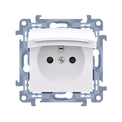 Kontakt Simon Simon Gniazdo wtyczkowe Simon Simon 10 CGZ1BCU.01/11 IP44 bez uszczelki klapka w kolorze pokrywy moduł 16A 250V~ szybkozłącza biały