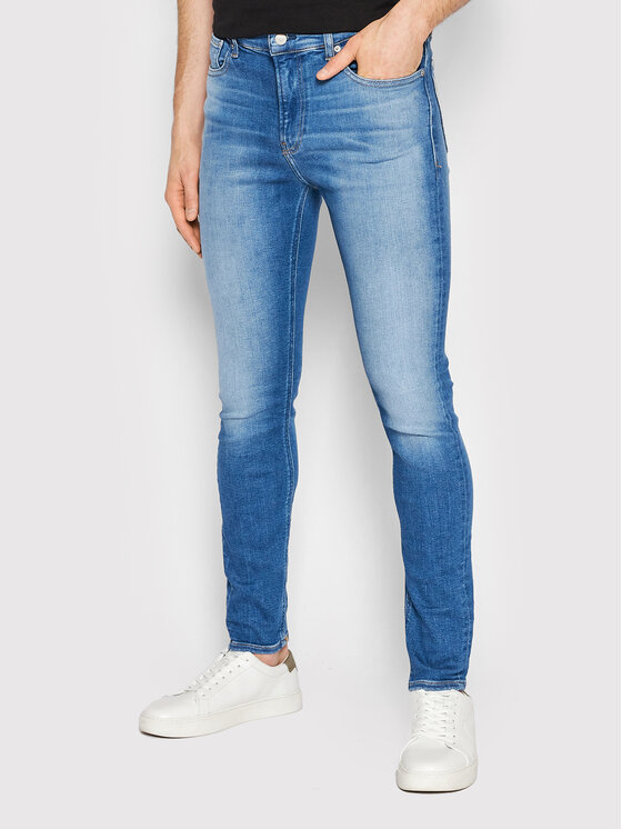 Spodnie męskie - Calvin Klein Jeansy J30J320461 Niebieski Super Skinny Fit - grafika 1