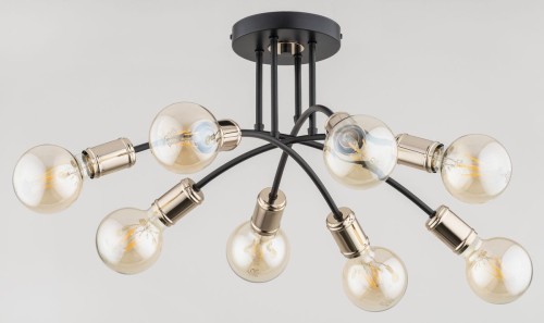 Alfa Lanti lampa wisząca 8-punktowa czarna/złota 63098