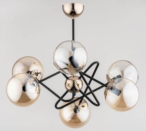 Alfa Virginia lampa wisząca 6-punktowa czarna/złota 63103