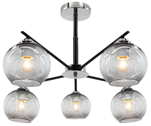 MLAMP Modernistyczna LAMPA sufitowa ELM1859/5 8C BL MLAMP szklana OPRAWA loftowa molecular chrom czarna ELM1859/5 8C BL