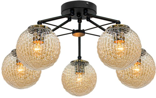 Mdeco Modernistyczna LAMPA sufitowa ELM2100/5 BLACK MDECO szklana OPRAWA loftowa balls czarna ELM2100/5 BLACK