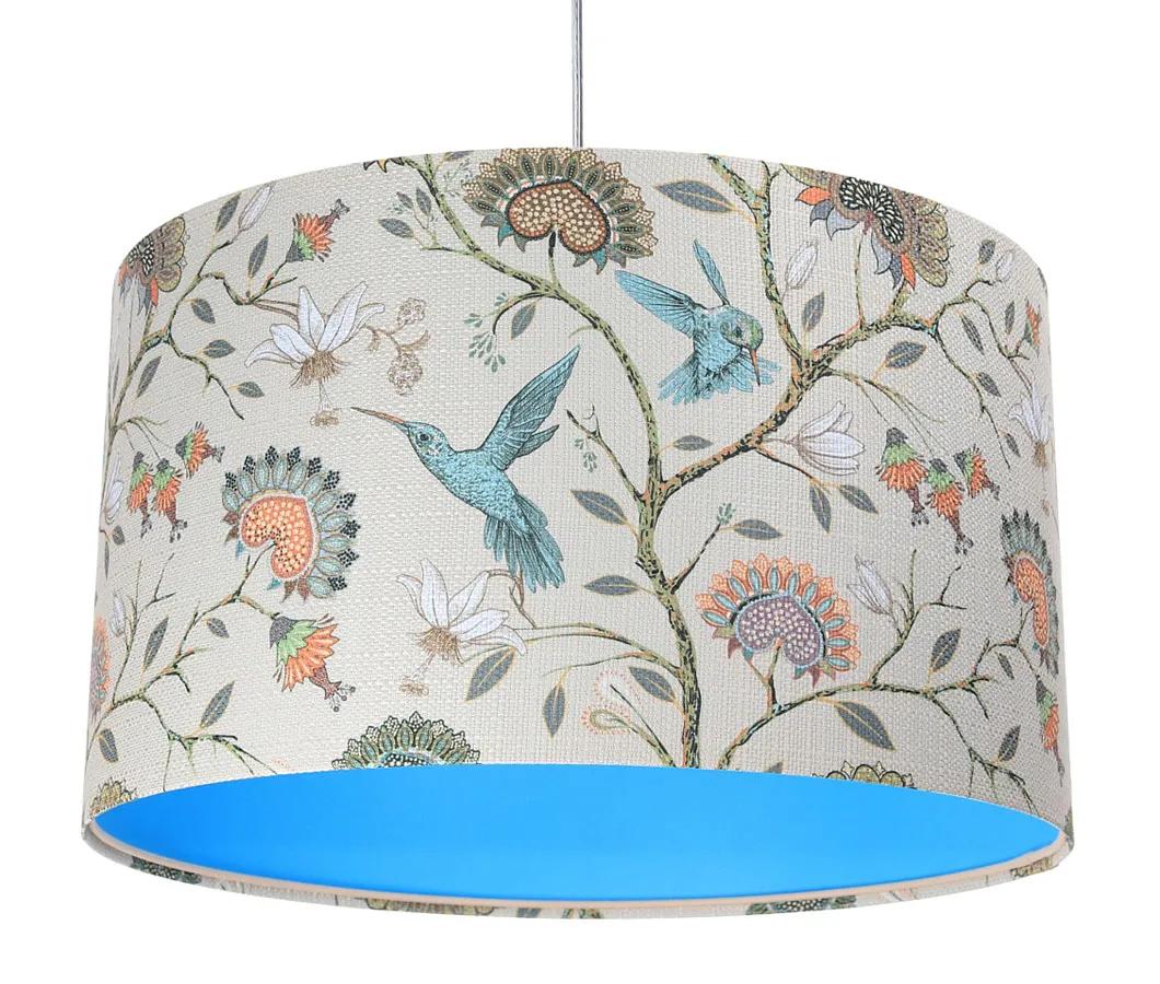 Niebieska lampa wisząca w kwiaty nad stół - 3X S385 C0-F77