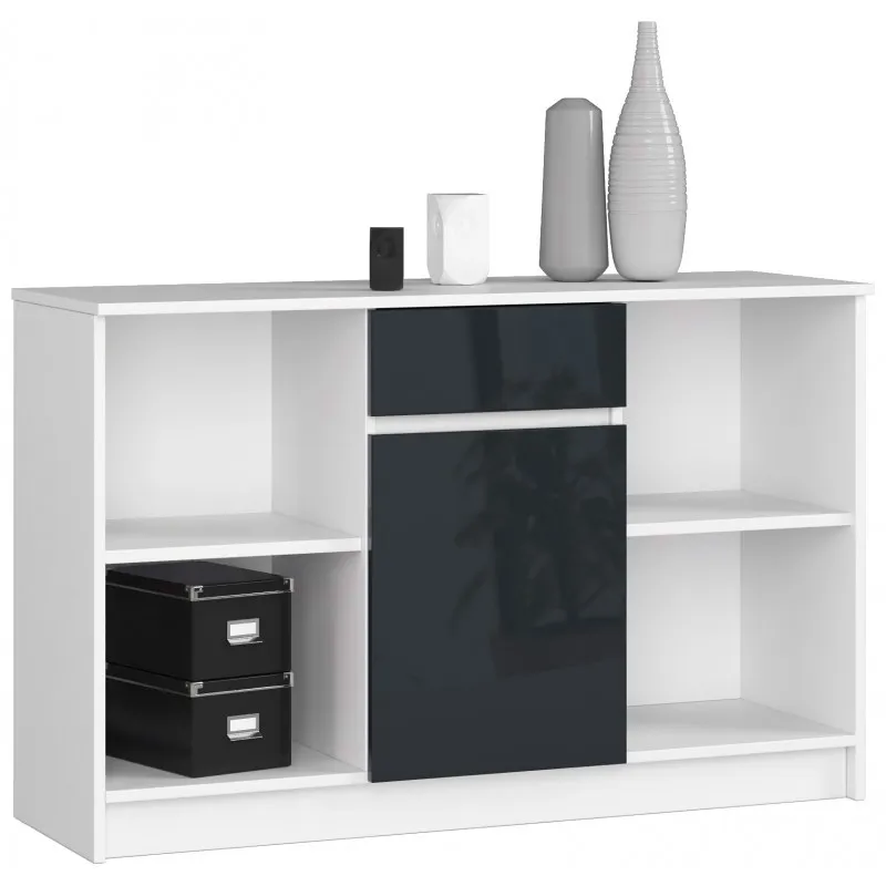 Komoda Do Salonu Biała + Grafit Połysk B9-H22
