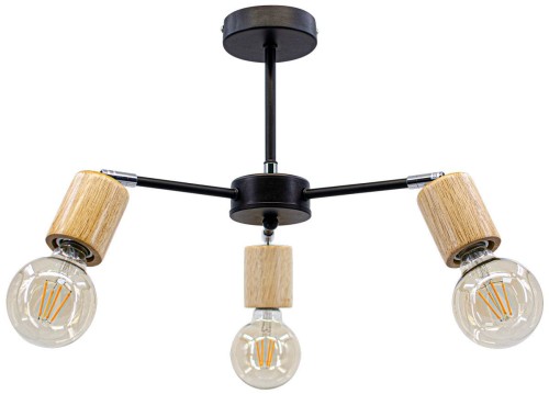 MLAMP Regulowana LAMPA sufitowa ELM1981/3 BL JD MLAMP loftowa OPRAWA drewniane reflektorki czarne drewno ELM1981/3 BL JD