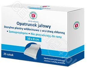 SILESIAN PHARMA Opatrunek jałowy sterylne plastry włókninowe z warstwą chłonną 10 cm x 8 cm x 25 szt Apteczka ABC