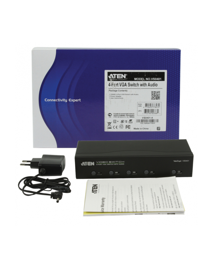 Aten VS0401 4-Port VGA Switch with Audio (VS0401-AT-G)