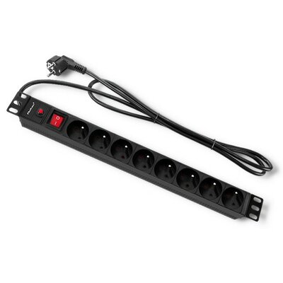 QOLTEC Listwa zasilająca do RACK 19cali | 1U | 16A | PDU | 8xSCHUKO | 2m 1_616253